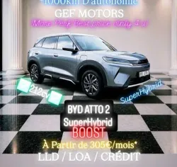 BYD Atto 2 DM-i BOOST 212 CH – NEUF DÈS 305 -MOIS